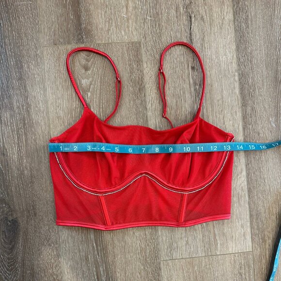 Auden Red Sparkle Corset Bra Top M - Picture 5 of 6